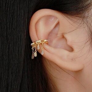 $98 NEW - Sterling silver or 18k Gold Vermeil Zircon Tassel Ear cuff